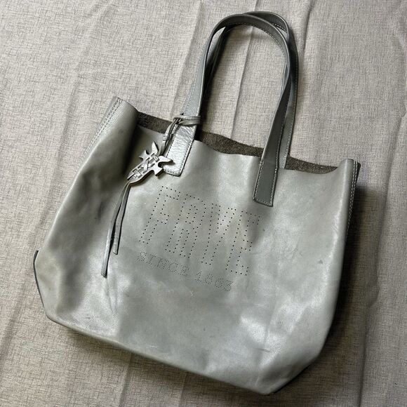 Frye Handbags - FRYE CARSON GRAY LEATHER SHOULDER TOTE BAG